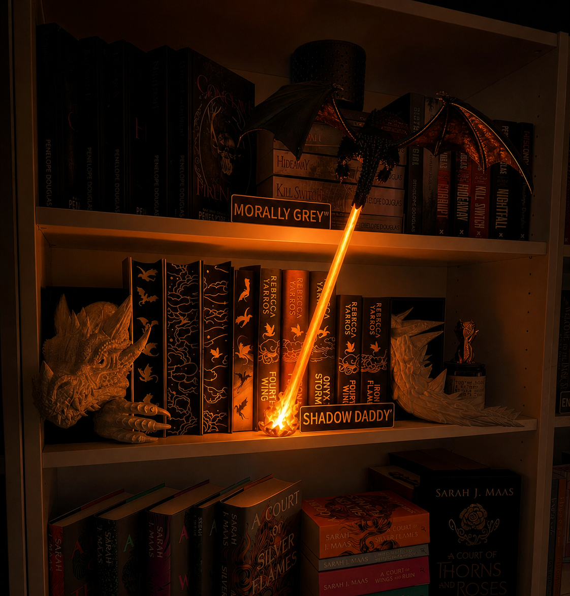 Epic Fire-Breathing Dragon Bookshelf Guardian & Display Figurine