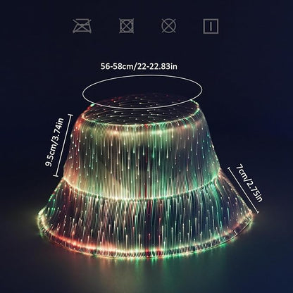LumaPulse LED Fiber Optic Party Hat – USB Rechargeable Light-Up Cap with 7 Colors, 11 Lighting Modes & Soft Cotton Lining