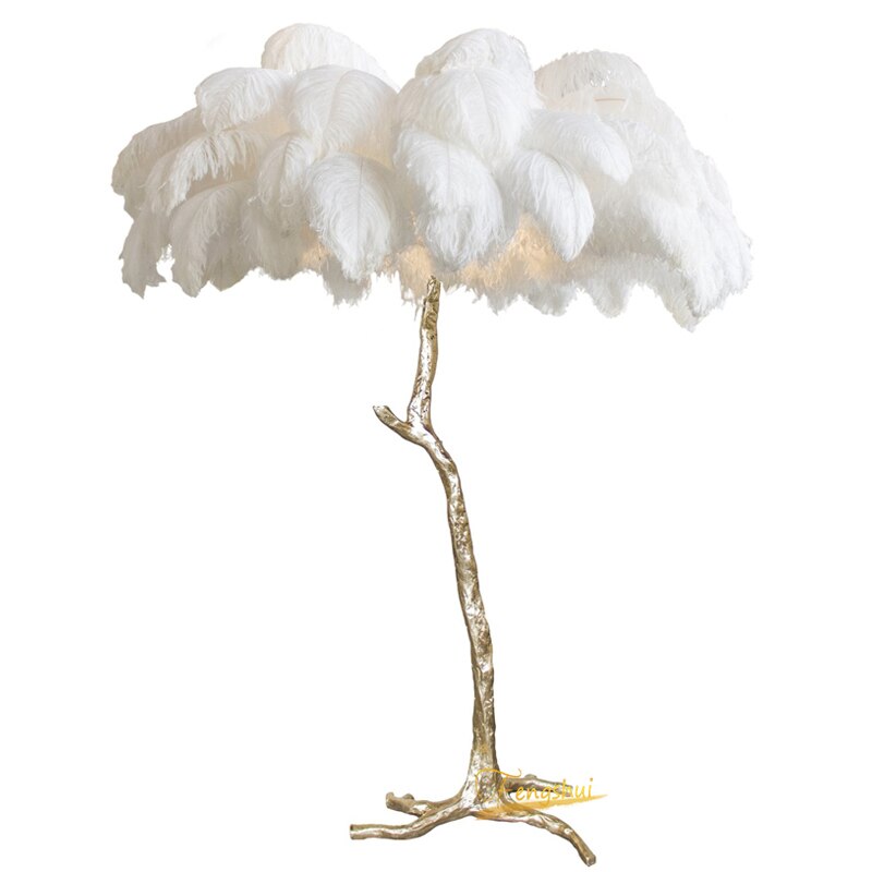 Luxury Ostrich Feather Resin LED Floor Lamp