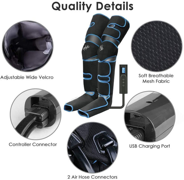 Electric Air Compression Leg Massager Heated Muscle Relax Pain Relief