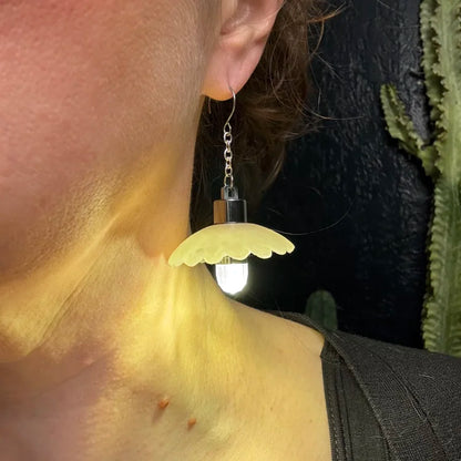 Tiny Wide Translucent Scallop Illuminated Earrings 3