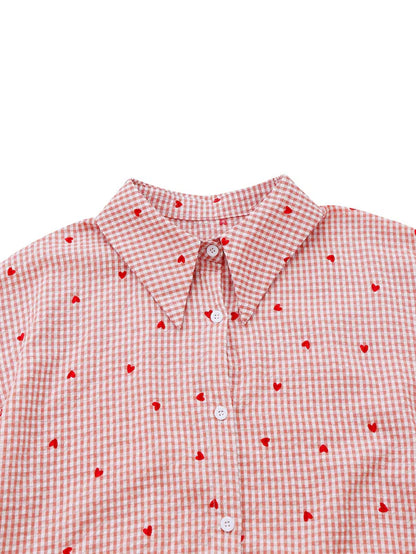 Women’s Pink Plaid Maxi Shirt Dress with Belt & Pocket | Valentine’s Day