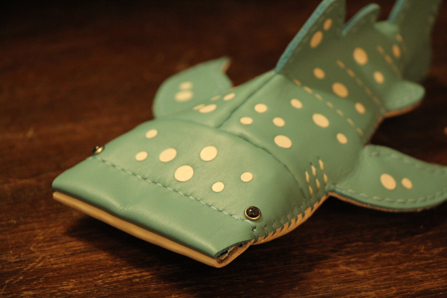Handmade Leather JUNIOR Whale Shark Key Pouch & Card Holder