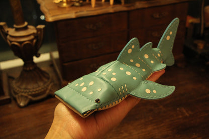 Handmade Leather JUNIOR Whale Shark Key Pouch & Card Holder