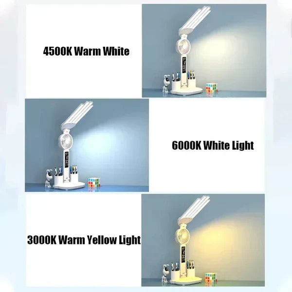 Led Multifunction Table Lamp With Folding Fan