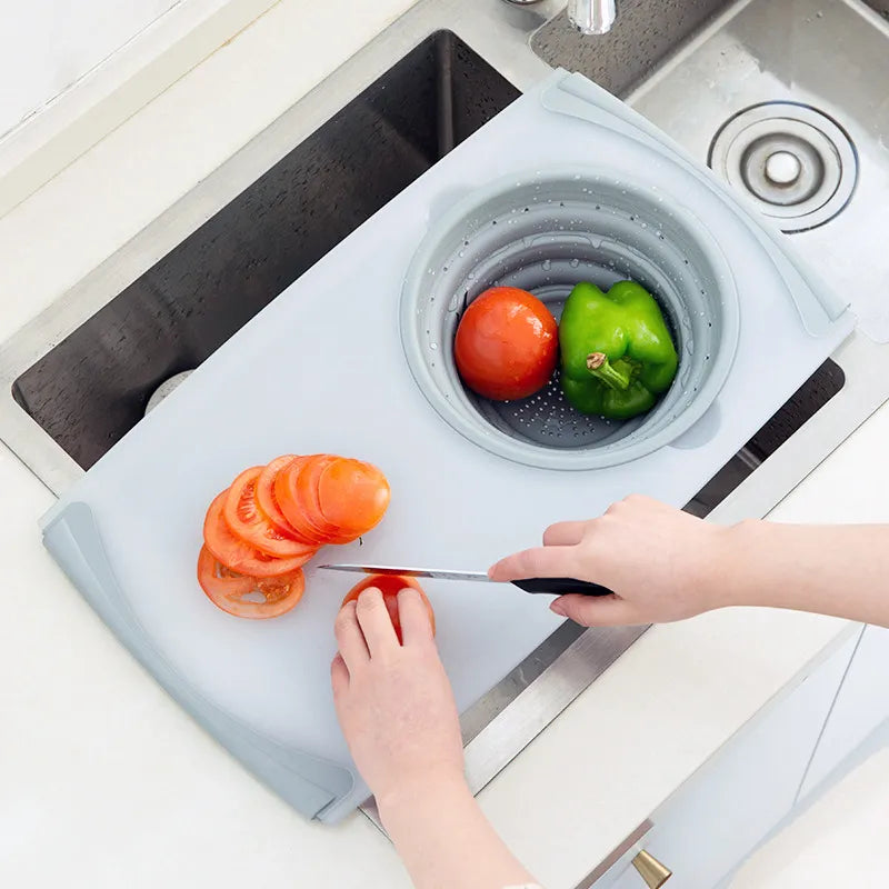 Multi-Functional 3 in 1 Chopping Board Detachable Folding Drain Basket
