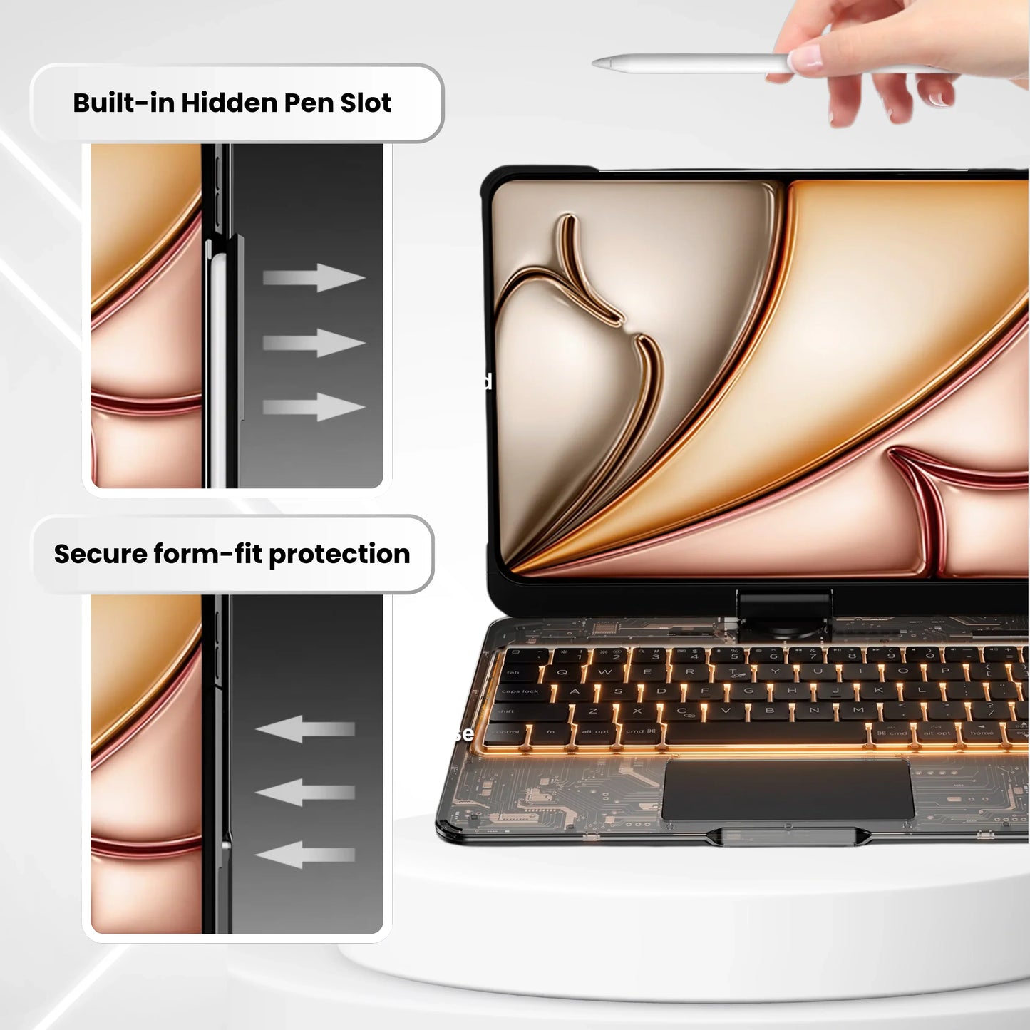 Y2K Transparent 360° Rotating iPad Keyboard Case