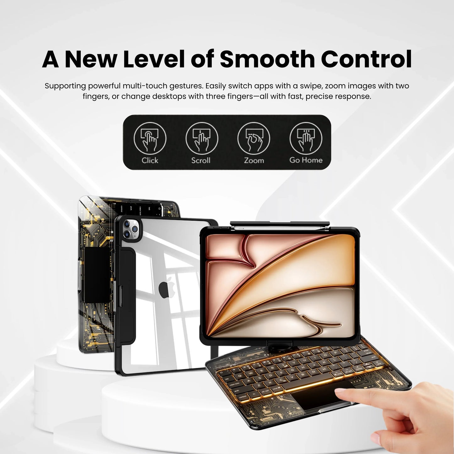 Y2K Transparent 360° Rotating iPad Keyboard Case