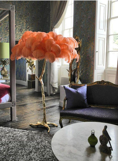 Luxury Ostrich Feather Resin LED Floor Lamp