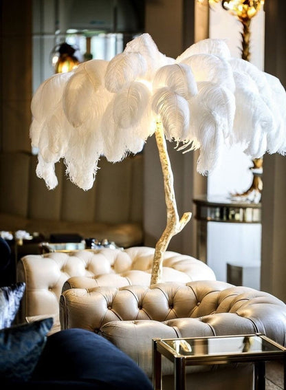 Luxury Ostrich Feather Resin LED Floor Lamp