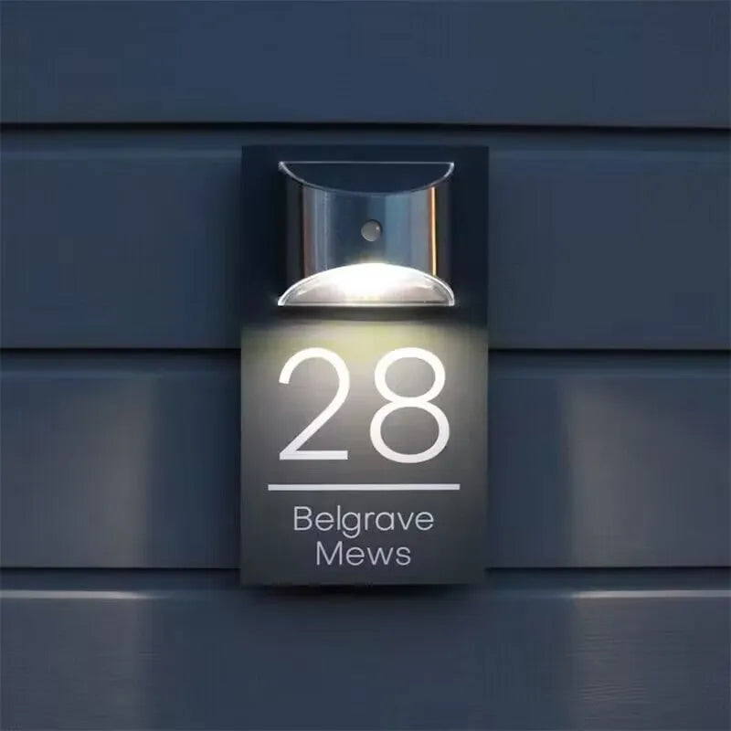 PERSONALIZED SOLAR MODERN DOOR PLAQUE