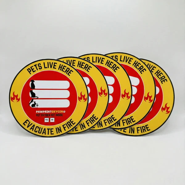 Pet Alert Fire Rescue Window Decal - Pack of 5 (buy one get 1 free)