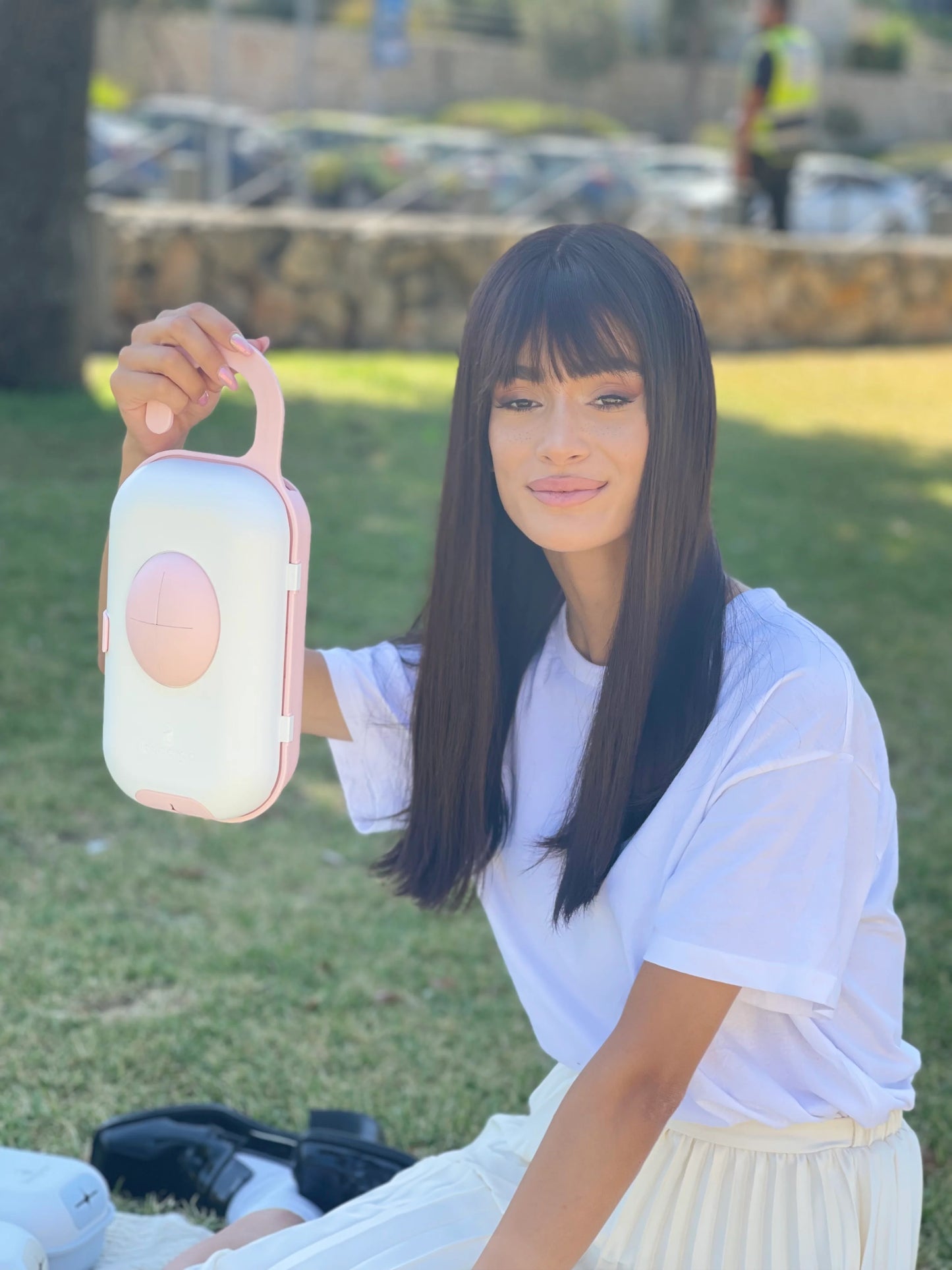 Baby pink Diaper Bag Wipe Dispenser | 3-in-1 Portable Diaper Caddy Organizer