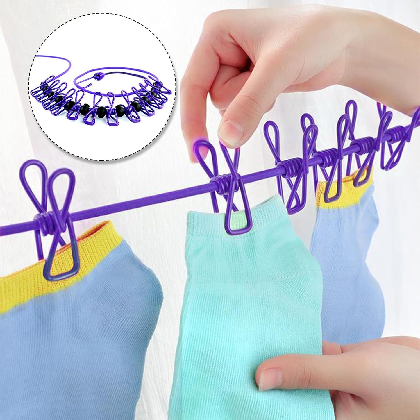 Portable Washing Line Elastic Clothes Line for Travel