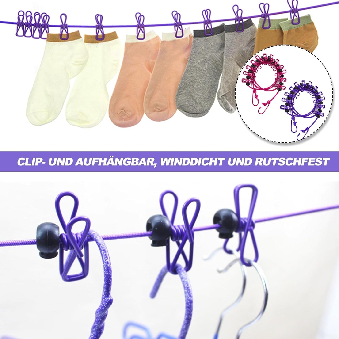 Portable Washing Line Elastic Clothes Line for Travel