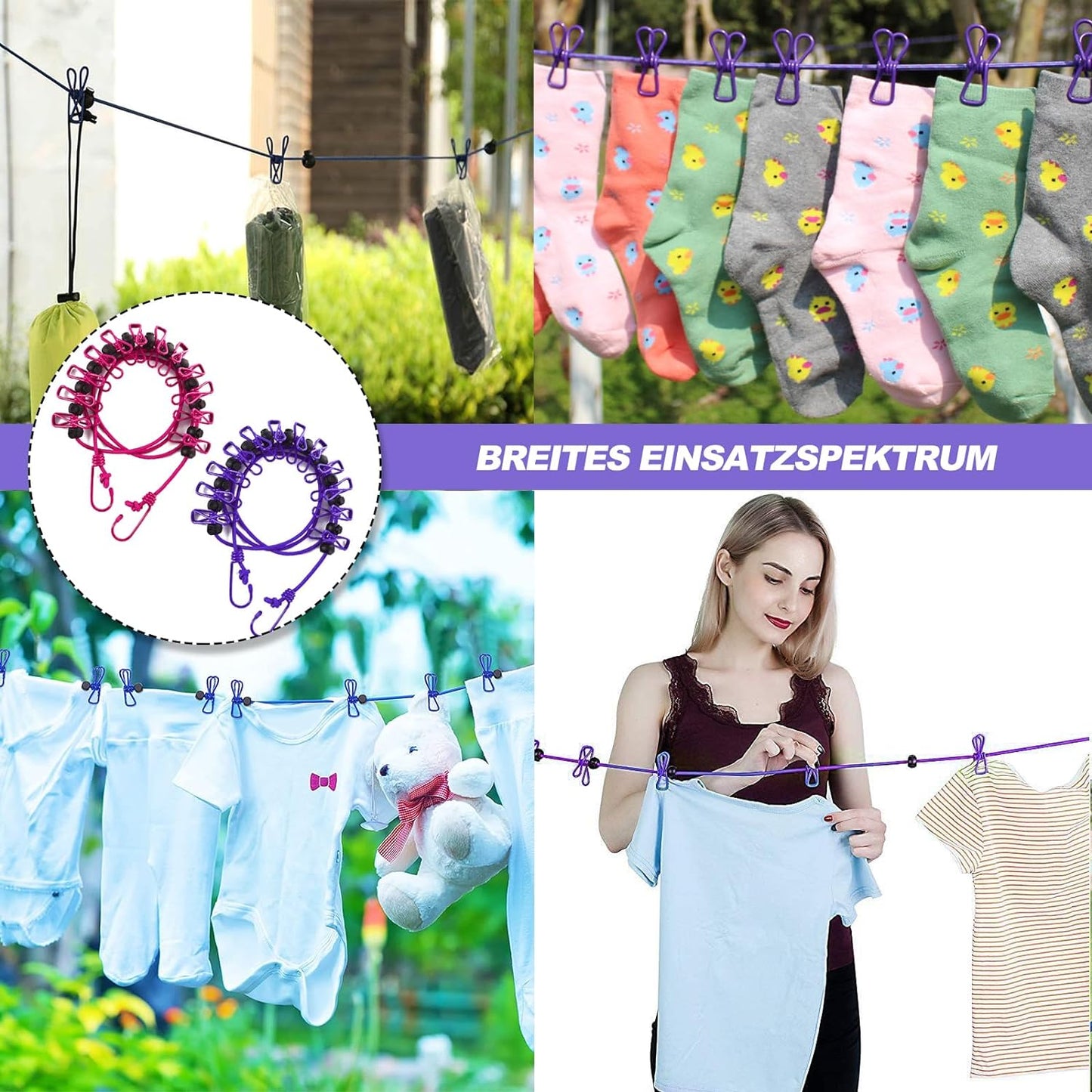 Portable Washing Line Elastic Clothes Line for Travel