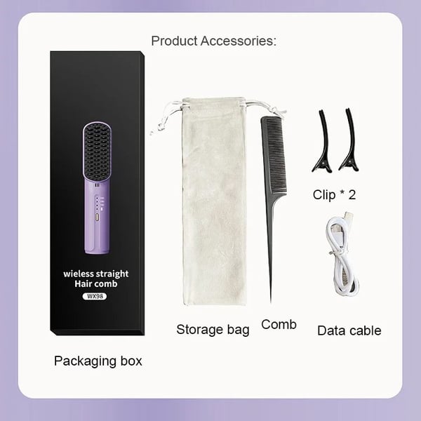 Portable cordless mini hair straightening comb