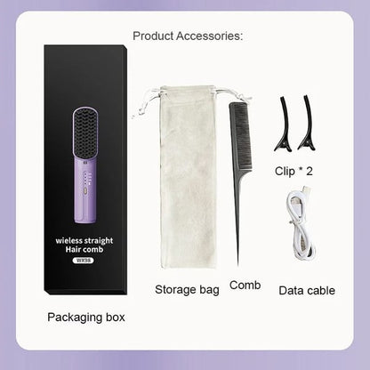 Portable cordless mini hair straightening comb