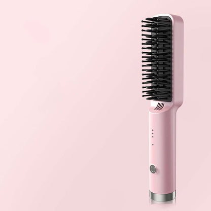 Portable cordless mini hair straightening comb