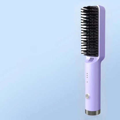 Portable cordless mini hair straightening comb
