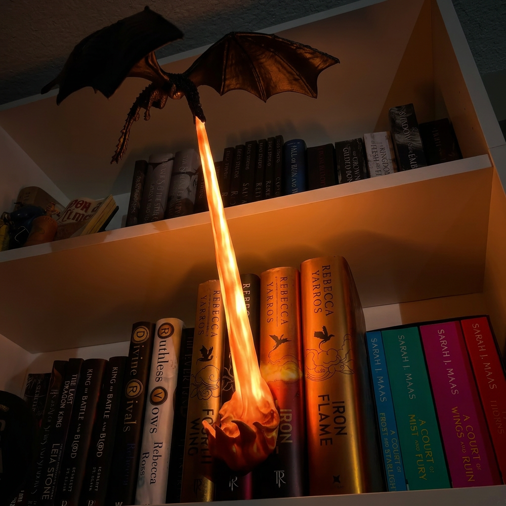 Epic Fire-Breathing Dragon Bookshelf Guardian & Display Figurine
