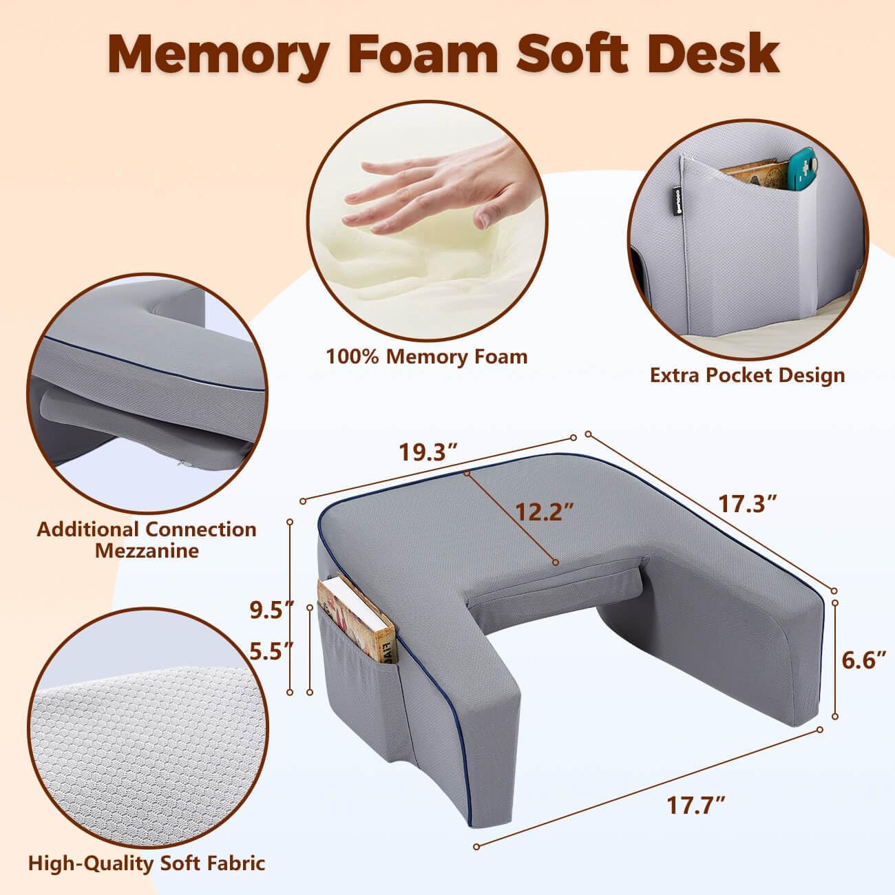Reading Lap Pillow Lap Desk Pillow for Bed