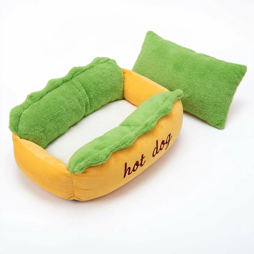 Plush Hotdog Pet Bed for Dogs & Cats with Soft Cushioned Comfort