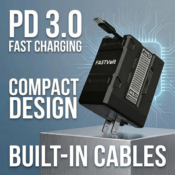 FastVolt 2-in-1 Retractable Fast Charger Cable
