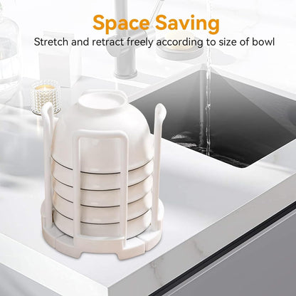 Retractable Dish Holder with Handle for Kitchen Organization
