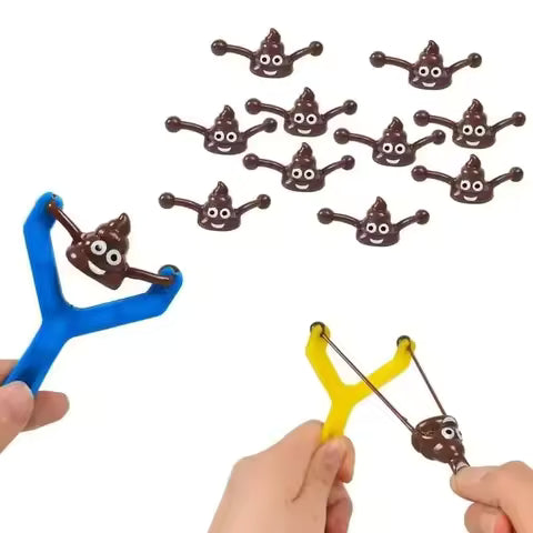 5PCS Funny Shooting Slingshot Prank Fake Poop Poo Game Antistress Children's Day Decompression Toy Kids Birthday Party Gift