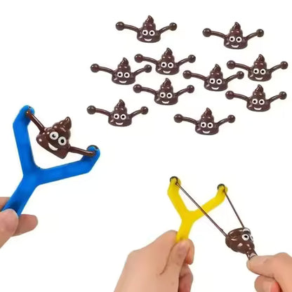 5PCS Funny Shooting Slingshot Prank Fake Poop Poo Game Antistress Children's Day Decompression Toy Kids Birthday Party Gift