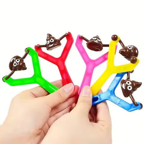 5PCS Funny Shooting Slingshot Prank Fake Poop Poo Game Antistress Children's Day Decompression Toy Kids Birthday Party Gift