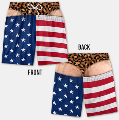 FreedomCheeks™ Funny American Flag Swim Shorts