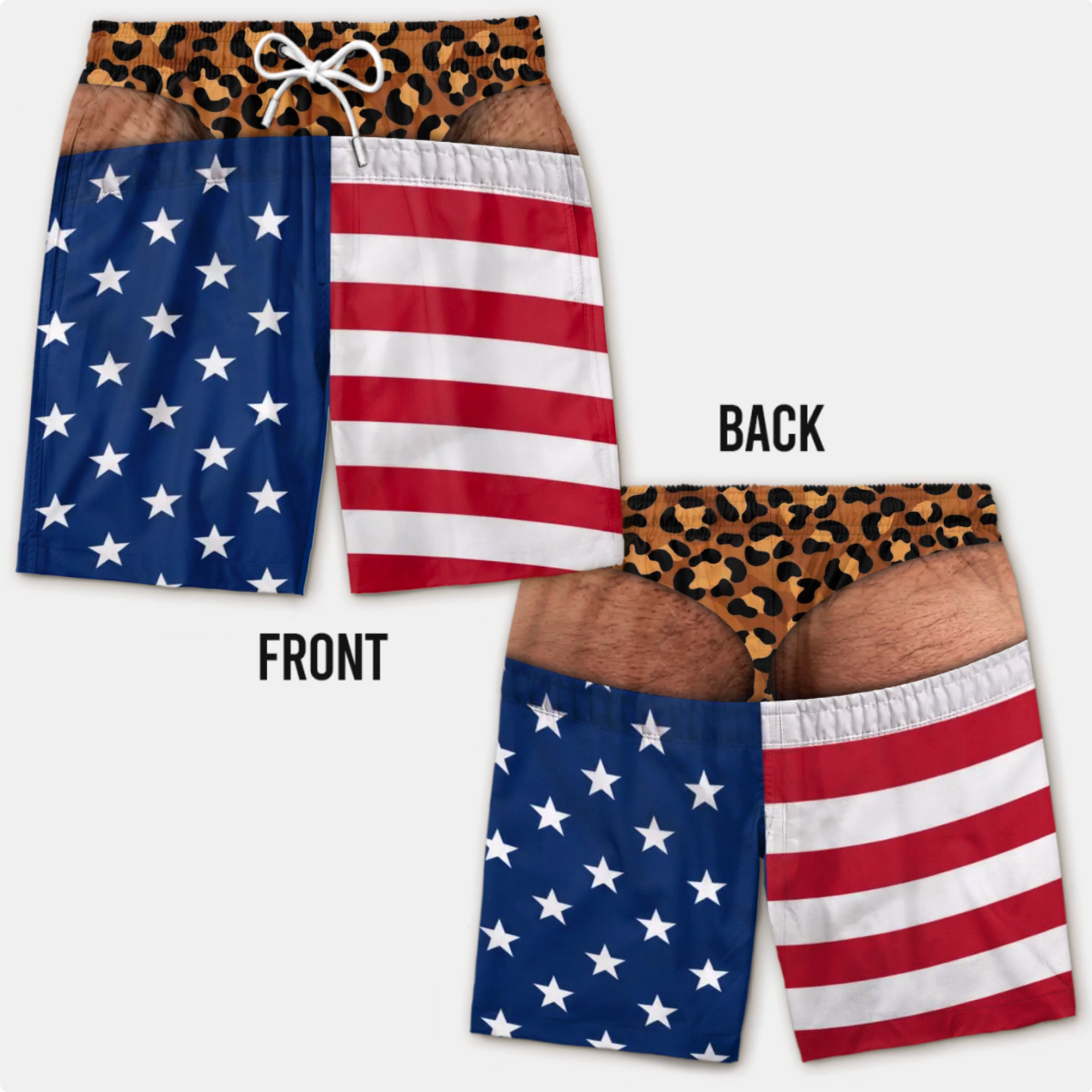 FreedomCheeks™ Funny American Flag Swim Shorts