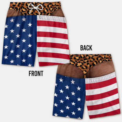 FreedomCheeks™ Funny American Flag Swim Shorts