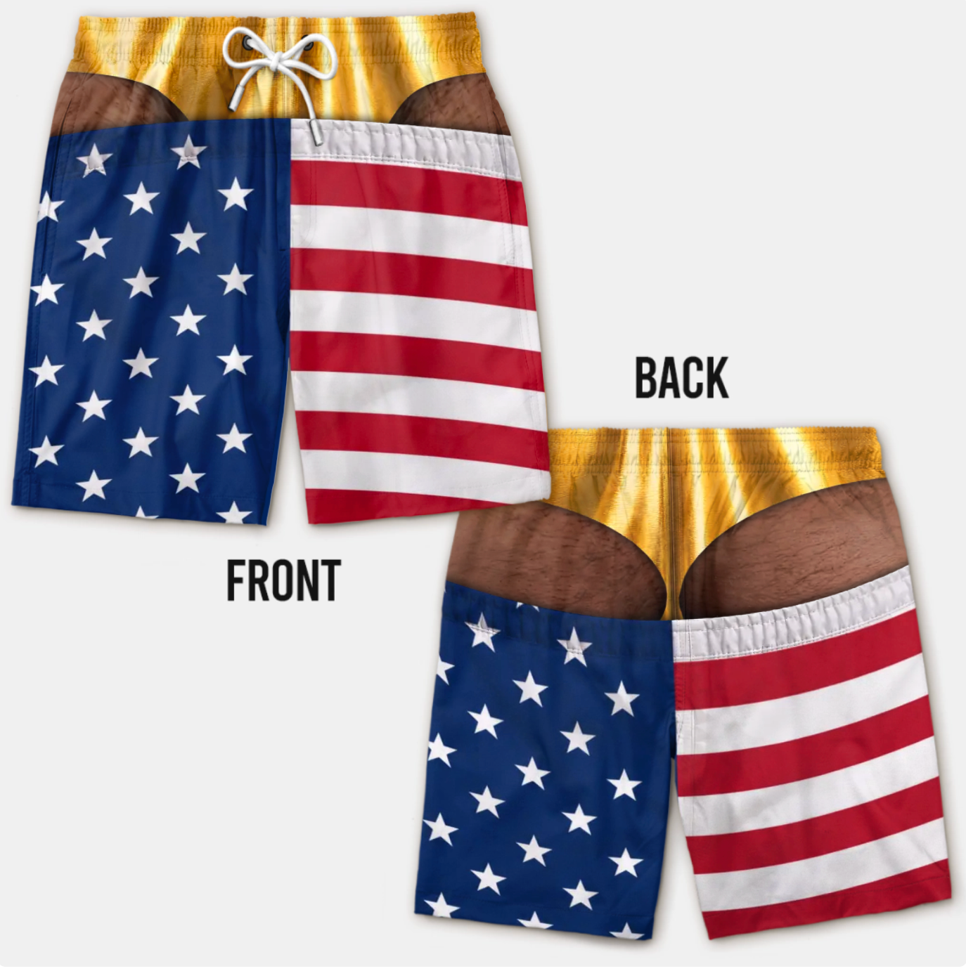 FreedomCheeks™ Funny American Flag Swim Shorts
