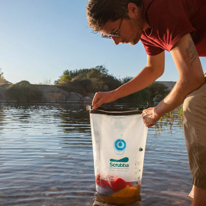 Waterclear Wash Bag - a translucent portable washing machine