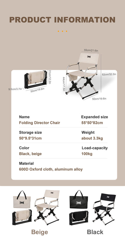 Foldable Aluminum Director's Camping Chair