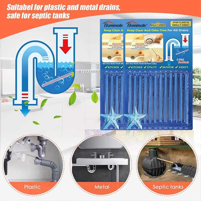 SinkSticks, 12 Piece Drain Cleaning Rod Set 1 + 1 FREE