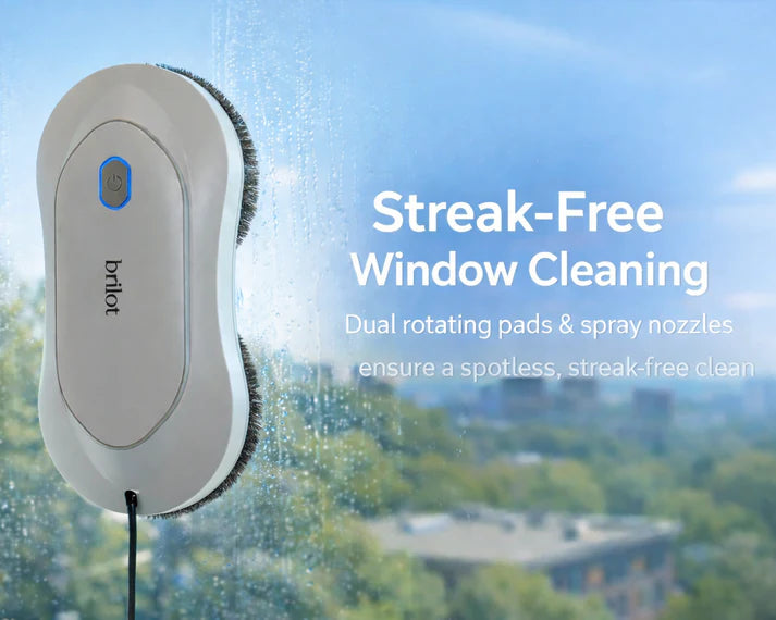 Automatically cleans glass and tile surfaces