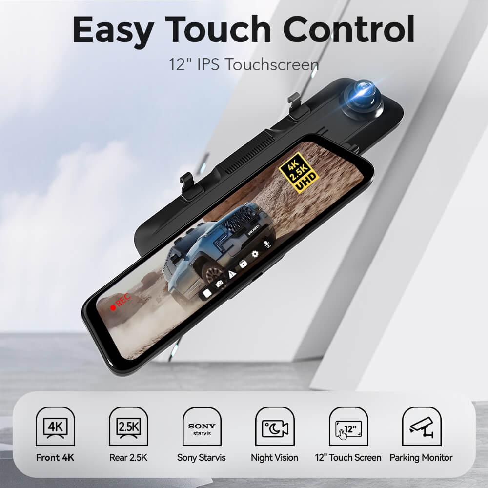 Touch Screen Parking Monitoring Dash Cam Smart Mirror