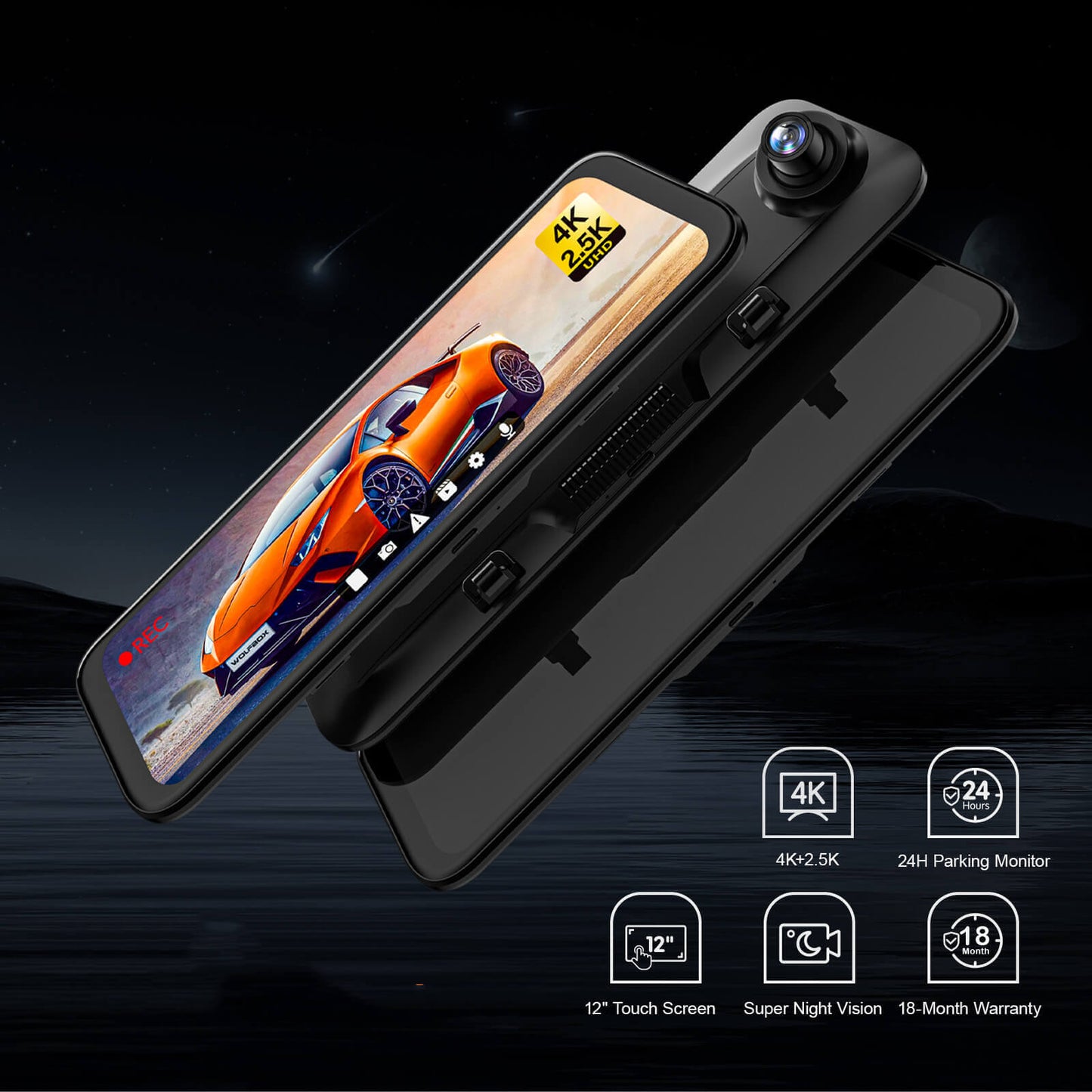 Touch Screen Parking Monitoring Dash Cam Smart Mirror