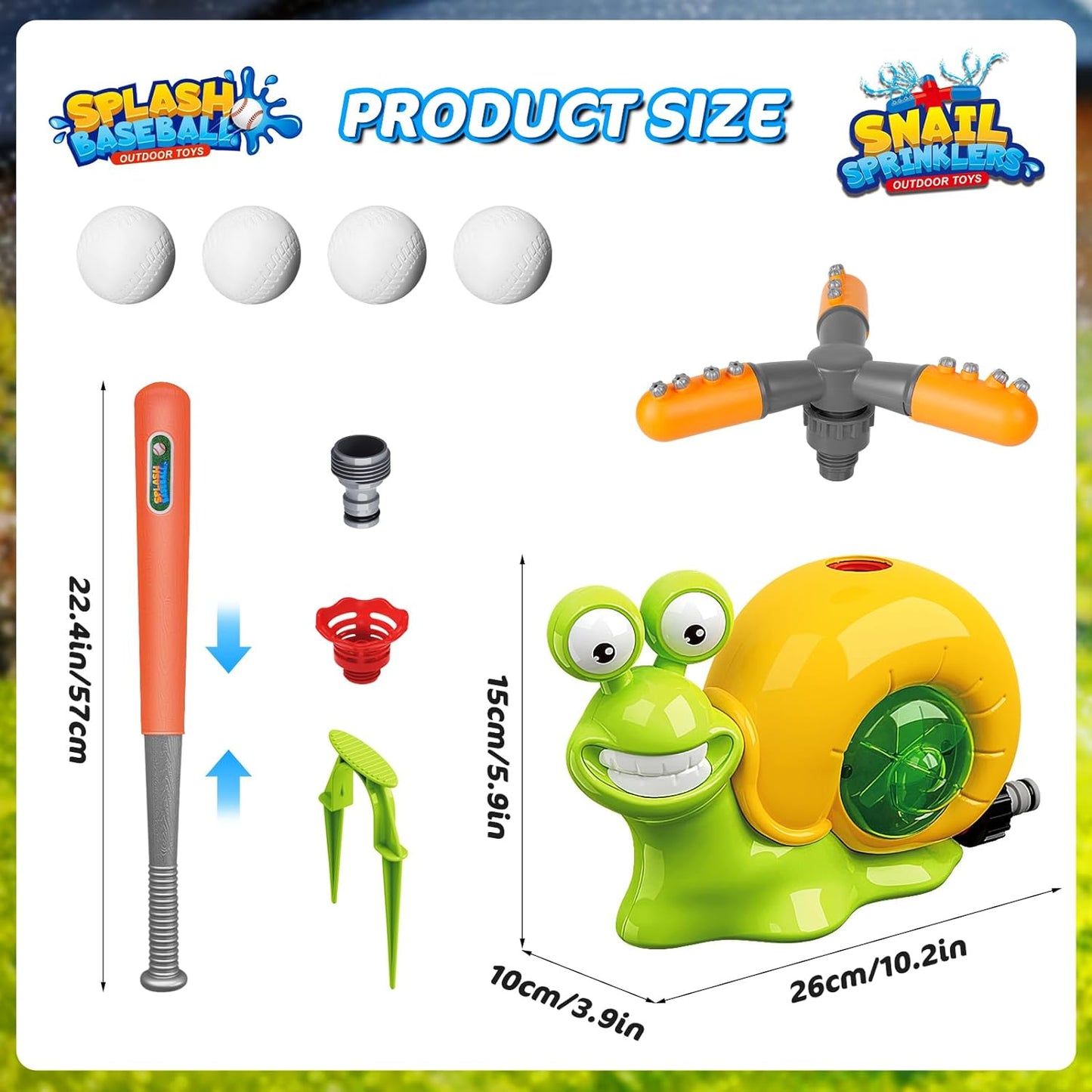 Water Sprinkler Baseball Toy for Kids Outdoor