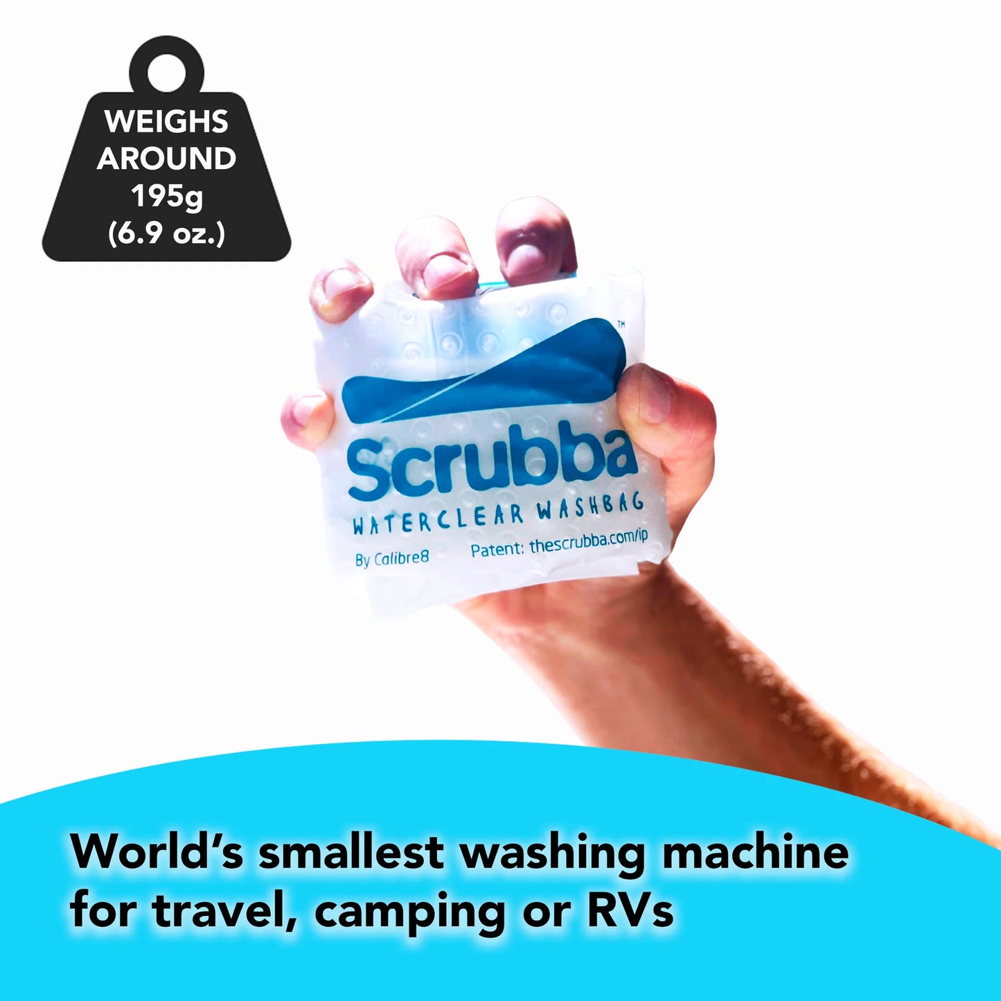 Waterclear Wash Bag - a translucent portable washing machine