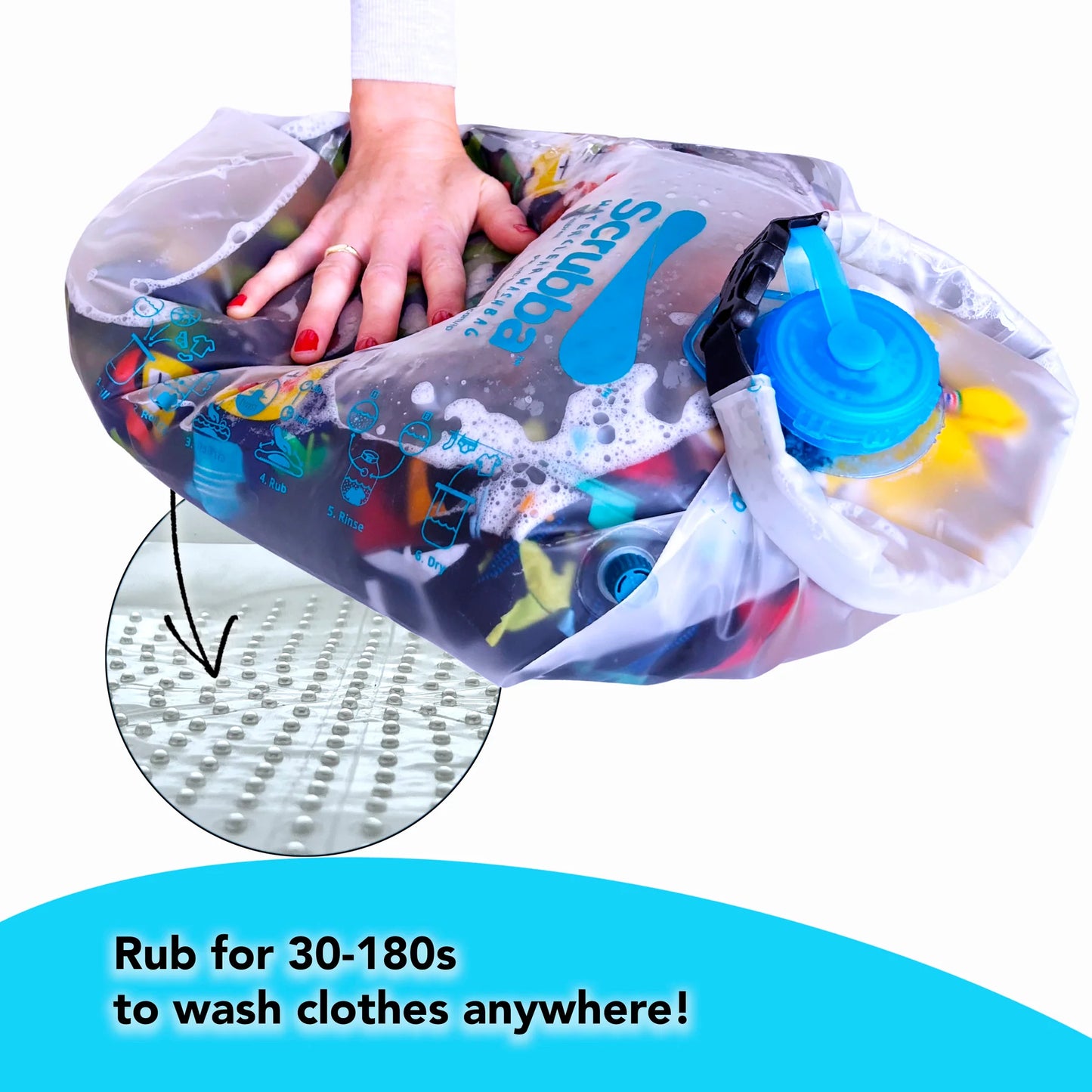 Waterclear Wash Bag - a translucent portable washing machine