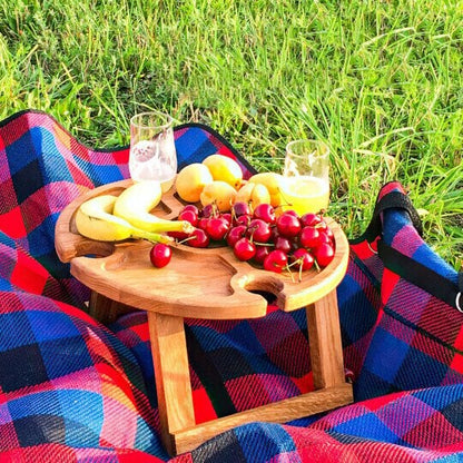 Last Day Promotion🔥50% Off🥳Wooden Outdoor Folding Picnic Table-With Glass Holder