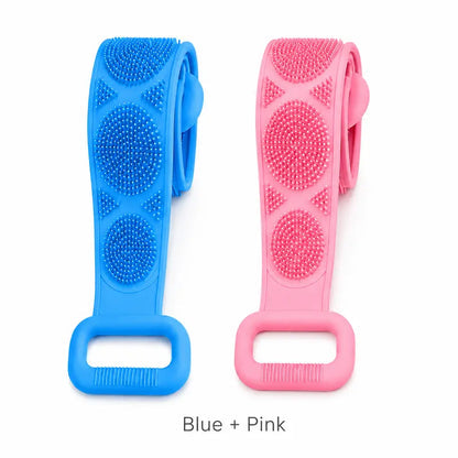 2-in-1 Silicone Bath Scrubber & Long Handle Body Brush