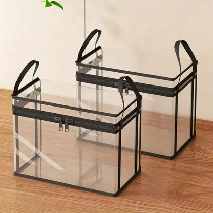 Large Clear Plastic Storage Box with Zipper Lid