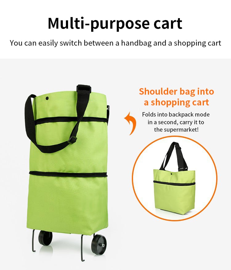CarryCart  3-in-1 Foldable Rolling Shopping Bag