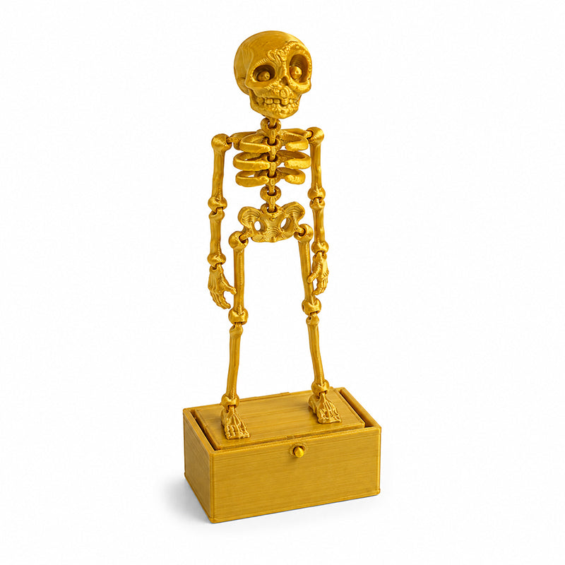 Movable Skeleton Aquarium Ornament, 3D Printed Articulated Skeleton Decor With Swing Treasure Box Base, Fish Tank Underwater Landscape Decoration